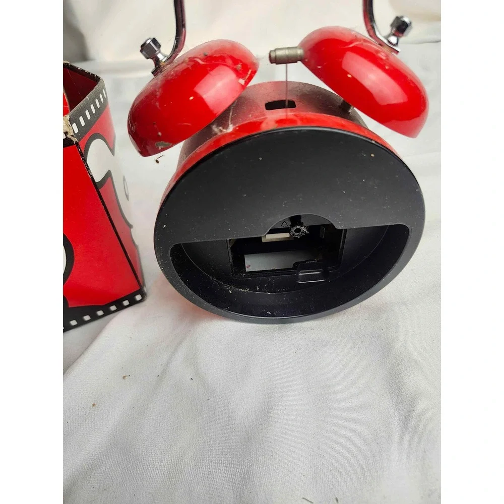 Vintage Disney Store Mickey Mouse Twin Bell Alarm Clock Red Disney Time FD757R